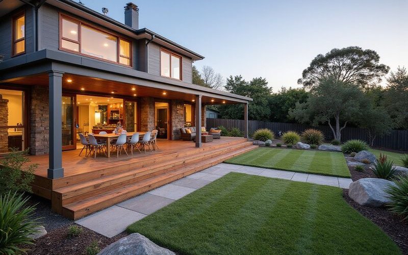 Completed Melbourne landscape project showing the value of professional design investment with integrated outdoor living entertaining and planting