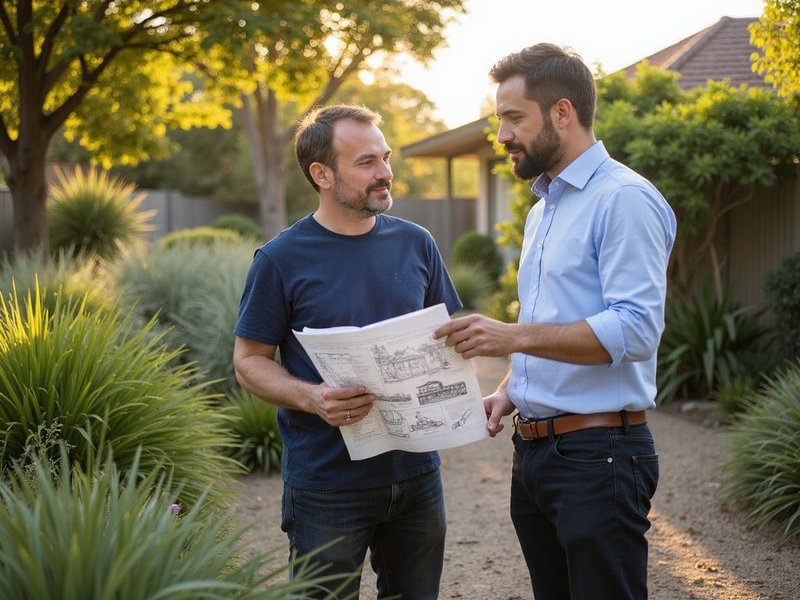 David Claude consulting with Melbourne homeowners on landscape design