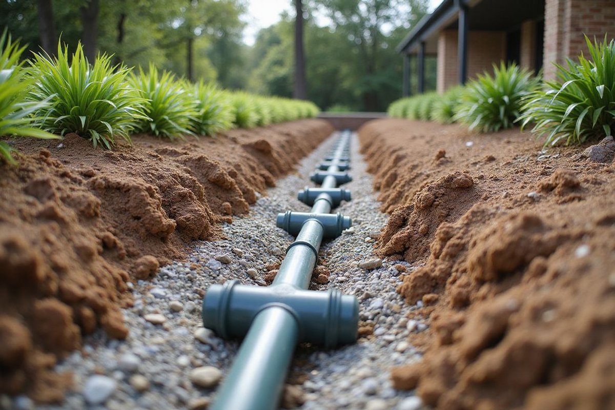 Garden drainage installation in Melbourne with ag pipes and drainage pit